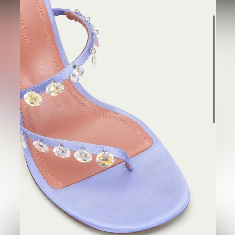 BRAND NEW Amina Muaddi “Tina” satin sandals with hanging crystal charms - Picture 3 of 5